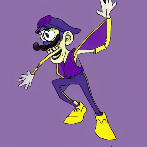 Image similar to waluigi, concept art by minerva j. chapman, trending on cg society, computer art, official art, anime aesthetic, anime,