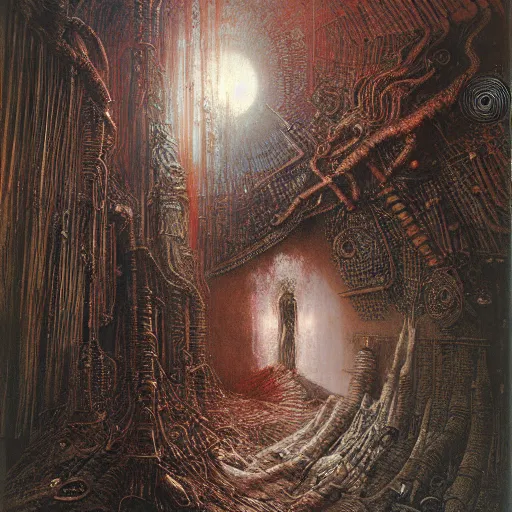 Prompt: cyberpunk dreaming by gustave dore and gustave moreau and beksinski and giger