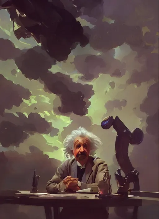 Prompt: portrait of albert einstein, painting by sargent and leyendecker, fantasy, medium shot, asymmetrical, intricate, elegant, matte painting, illustration, hearthstone, by rhads, by greg rutkowski, by greg tocchini, by james gilleard, by joe fenton