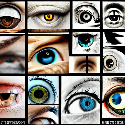 Image similar to a collage of eyes, animated, sharp focus, the all-seeing eye