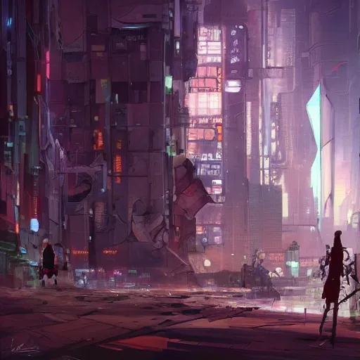 Image similar to PostCyberPunk , world after the fall of the machines where the human spirit has won by M. W. Kaluta and Goro Fujita, trending on Artstation