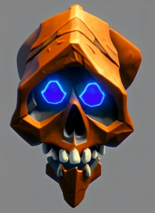 Image similar to cloaked skull, stylized stl, 3 d render, activision blizzard style, hearthstone style, crash bandicoot artstyle