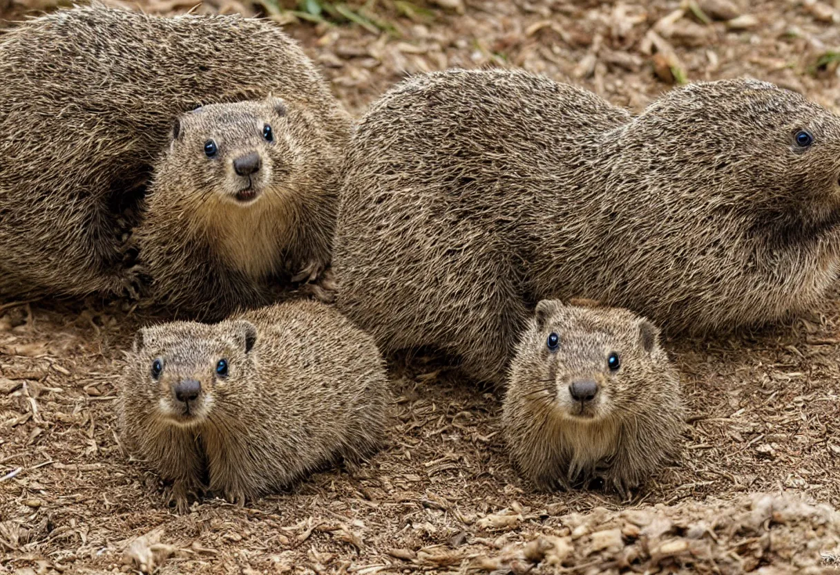 Prompt: groundhog dancing National Geographic photography cute