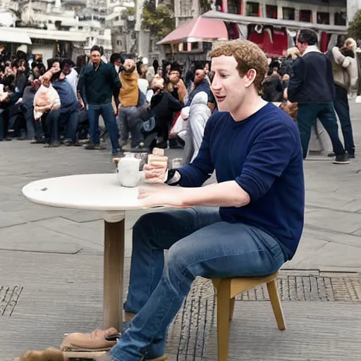 Prompt: mark zuckerberg drinking tea in taksim square, photorealistic, 8 k detailed