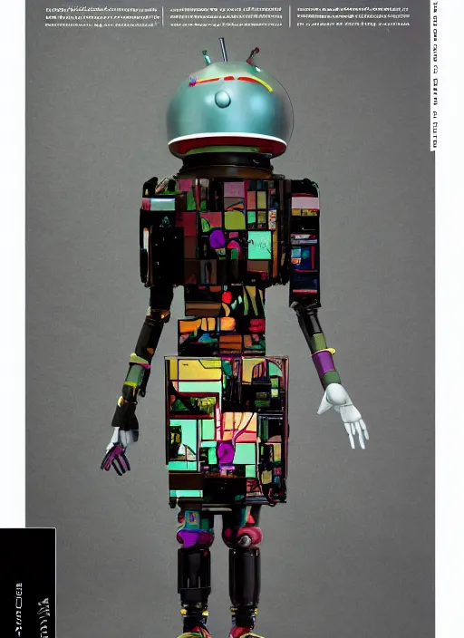 Image similar to editorial photograph for an art magazine, studio photograph a contemporary art sculpture of a modular android, by jack gaughan, by hikari shimoda, in the style of nier automata