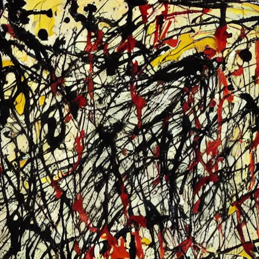 Prompt: jackson pollock drip painting depicting 'anger'