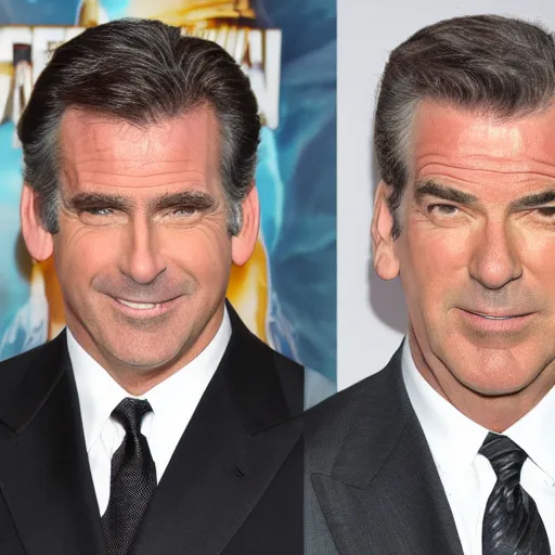 Prompt: steve carell and pierce brosnan as unity