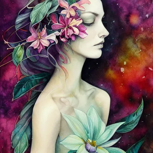 Image similar to watercolor flower by anna dittmann, by marco mazzoni