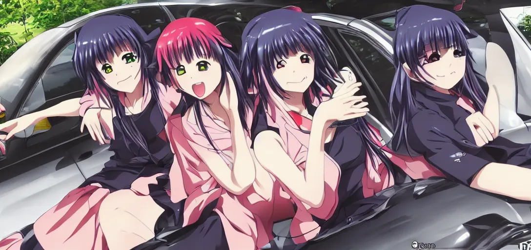 Prompt: anime girls driving on the Touge, anime style
