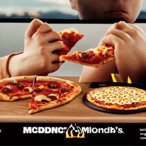 Image similar to mcdonalds pizza advertisement, award winning photography