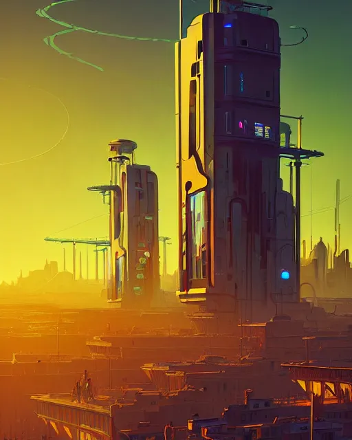 Prompt: beautiful painting of a cyberpunk marseille inspired by gustave eiffel, art by mike winkelmann, golden hour, illustration, highly detailed, simple, smooth and clean vector curves, no jagged lines, vector art, smooth, artstation