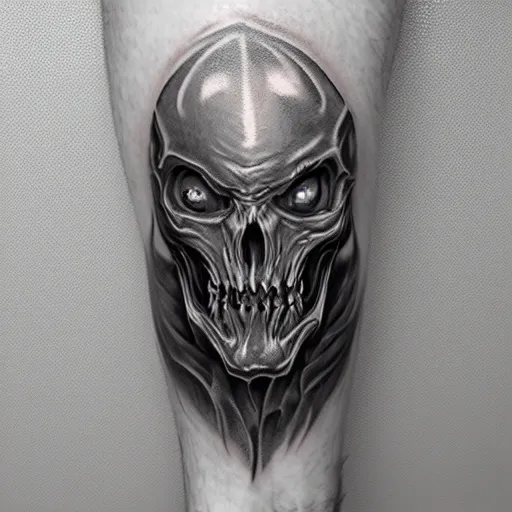 Prompt: detailed greyscale tattoo of diablo by Dmitriy Tkach