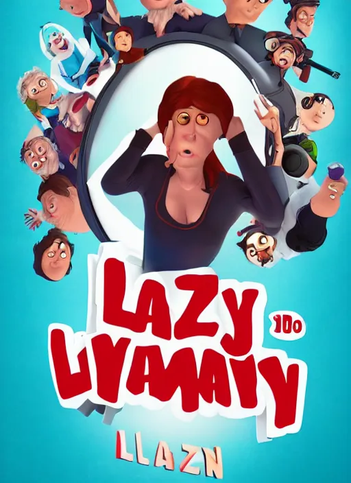 Image similar to poster for a comedy film animation called lazy woman, 8 k, hd, art by overwatch art team