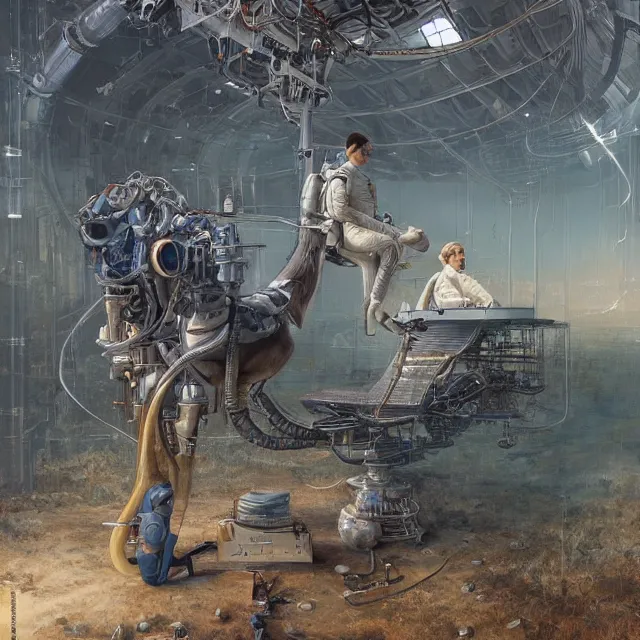 Prompt: astronaut walk on all fours bottom, horse sit on top, industrial sci - fi, by mandy jurgens, ernst haeckel, james jean