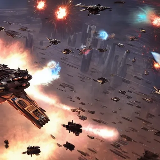 Image similar to coruscant being attacked by the mandalorian's.