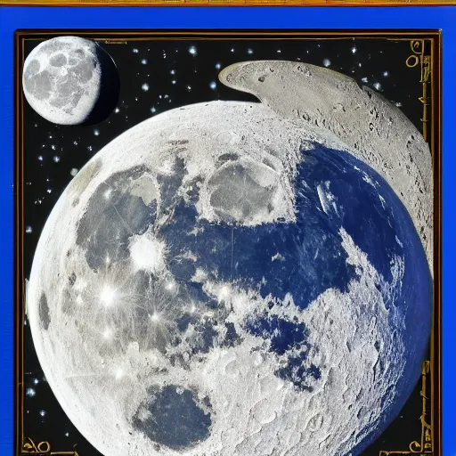 Image similar to for sale sign on moon with earth behind the moon in space
