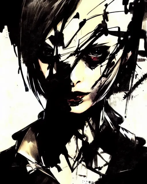 Image similar to style of yoji shinkawa, rafael albuquerque, loish : : gorgeous willa holland : : evil witch : : symmetrical face, symmetrical eyes : : gorgeous black hair : : magic lighting, low spacial lighting : :