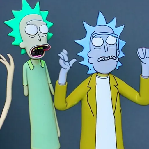 Prompt: Rick and Morty clay animation 4K quality