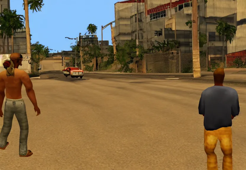 Prompt: A screenshot of Simba in GTA San Andreas.