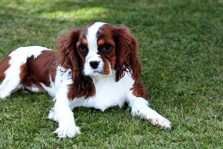 Prompt: King Charles Cavalier hybrid with Harry Styles