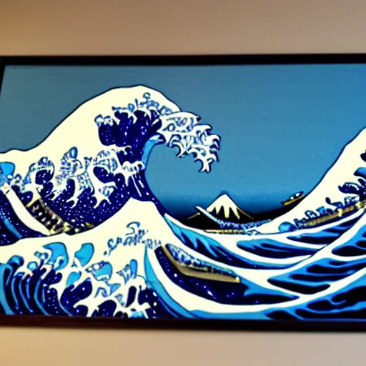 Image similar to the great wave painting filled with pokemon