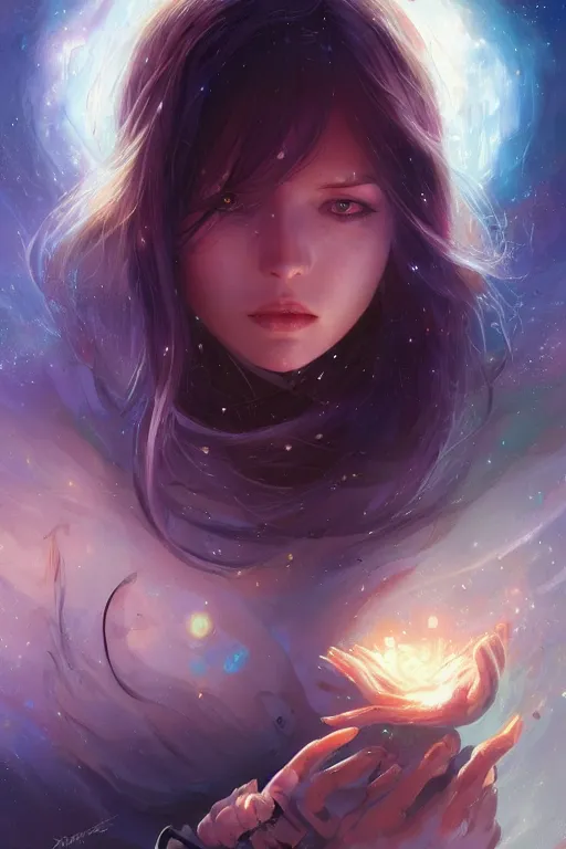 Prompt: her eyes shining like starlings , just born anew in the furnaces of the galaxy, by Artgerm, wlop, James Jean, Andrei Riabovitchev, Marc Simonetti, yoshitaka Amano, Artstation, CGsociety