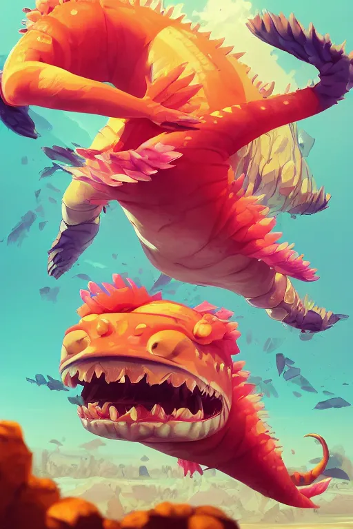 Image similar to 3 d render creature animal sushi cristal very big eye roots cactus elemental flush of force nature micro world fluo fishscale, comics gta 5 cover, official fanart behance hd artstation by jesper ejsing, by rhads, makoto shinkai and lois van baarle, ilya kuvshinov, ossdraws