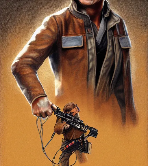 Image similar to han solo exposed to radiation and became dinosaur. realism art, high detailed, fine art, trending on artstation, smooth draw, sharp focus.