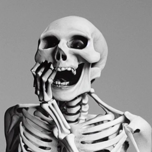 Image similar to skeleton laughing reaction image, movie still