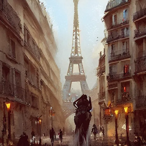 Image similar to paris france geog darrow greg rutkowski