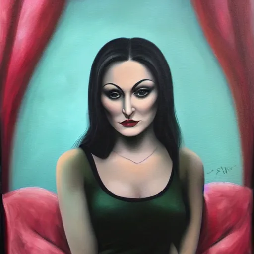 Image similar to portrait of madchen amick, style of mark ryden, painting, oil on canvas