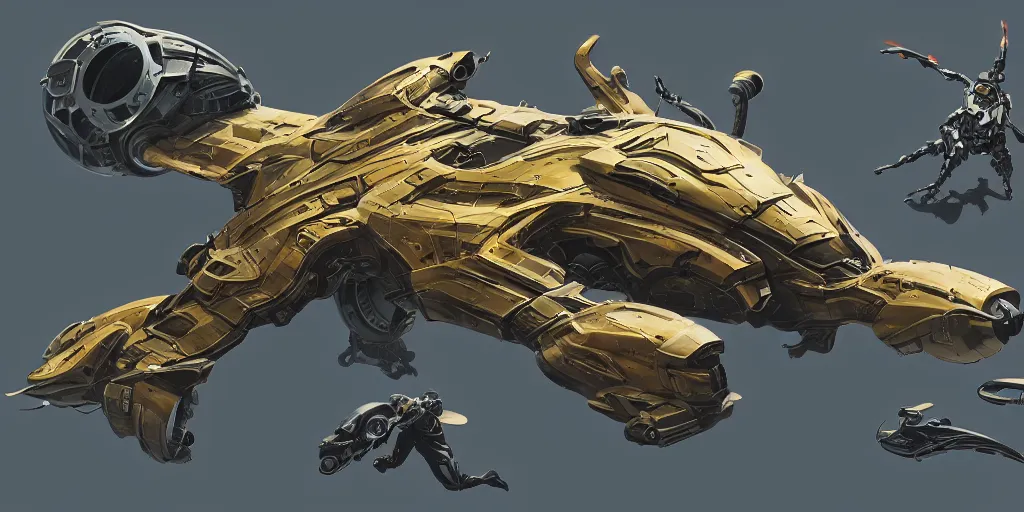 Image similar to Futuristic sci-fi props and gadget, hard surface, collection ,kitbash, parts, artstation, 8k, Shape and form, big medium small, golden ratio, modular, intricate detail,vitaly bulgarov, in watercolor gouache detailed paintings, exploration, syd mead, pastel bright colors,mobius