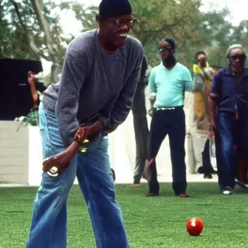 Prompt: Samuel L Jackson playing some petanque