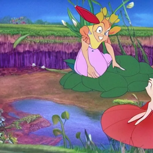 Prompt: a screenshot from the movie thumbelina by don bluth