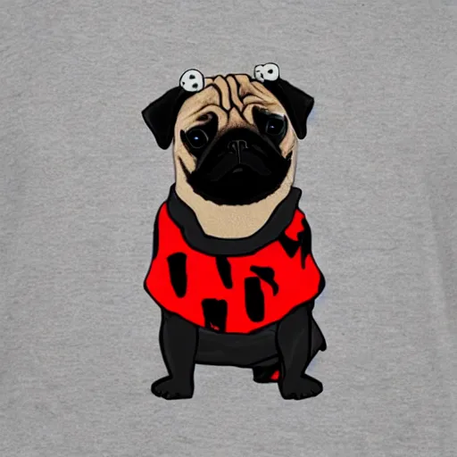 Image similar to pug wearing rapper clothes