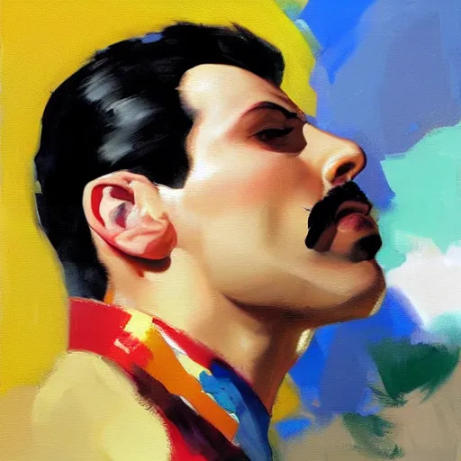 Prompt: greg manchess portrait painting of freddie mercury as super mario, medium shot, asymmetrical, profile picture, organic painting, sunny day, matte painting, bold shapes, hard edges, street art, trending on artstation, by huang guangjian and gil elvgren and sachin teng