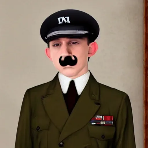 Prompt: tom holland as adolf hitler with Hitler mustache