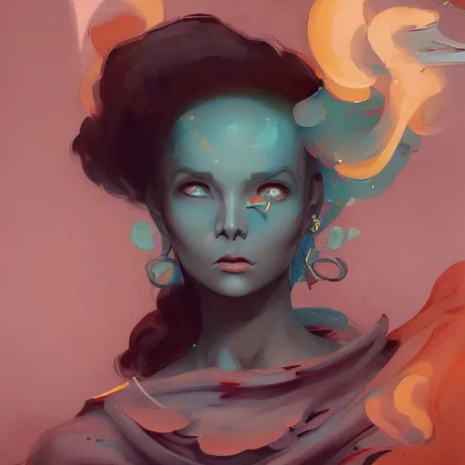 Image similar to A painting in the style of Peter Mohrbacher and in the style of James Jean.