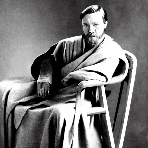 Prompt: obi wan kenobi sitting on a chair