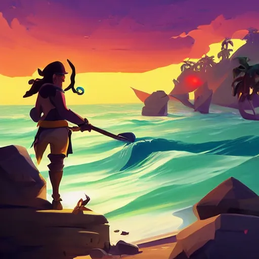 Image similar to painting treasure on sea of thieves game smooth median photoshop filter cutout vector, behance hd by jesper ejsing, by rhads, makoto shinkai and lois van baarle, ilya kuvshinov, rossdraws global illumination