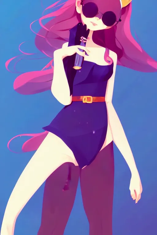 Image similar to fullbody portrait of a cute fantasy fashionable cartoon girl, clean cel shaded vector art. shutterstock. behance hd by lois van baarle, artgerm, helen huang, by makoto shinkai and ilya kuvshinov, rossdraws, illustration,