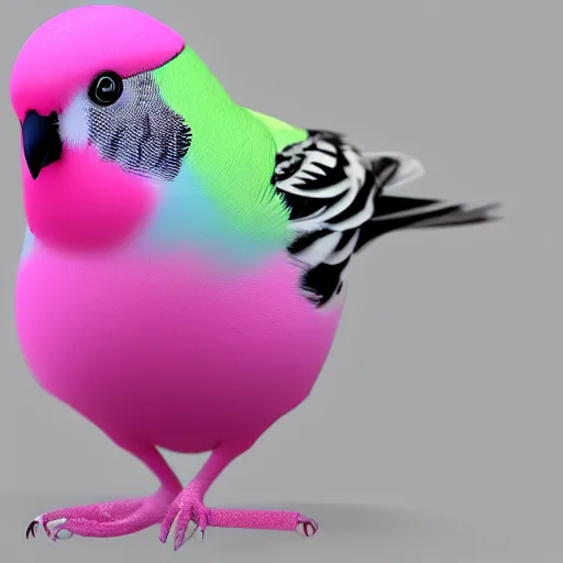 Image similar to an oil painting of a pink budgie with black spots, full hd, ue5, ue4, unreal engine 5, artstation