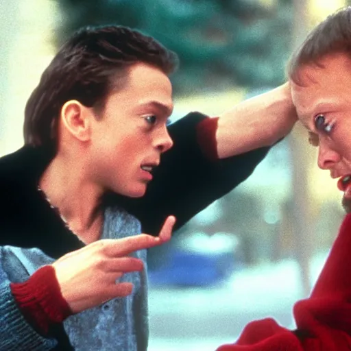 Image similar to Jean CLAUDE Van Damme starring as Kevin McAllister in Home alone