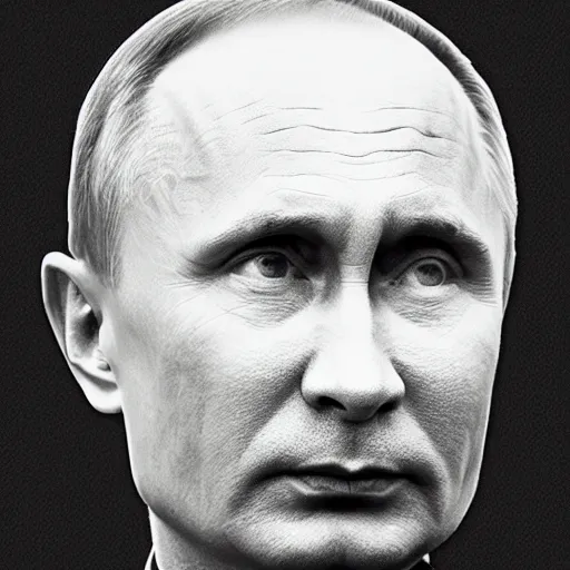 Image similar to vision of ezekiel with vladimir putin, macro head portrait centered