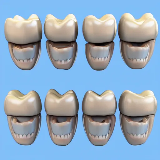 Image similar to poorly rendered 3 d set of teeth