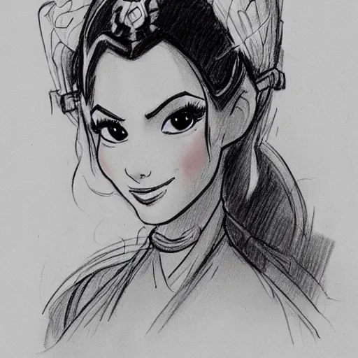 Image similar to milt kahl sketch of victoria justice as princess padme from star wars episode 3