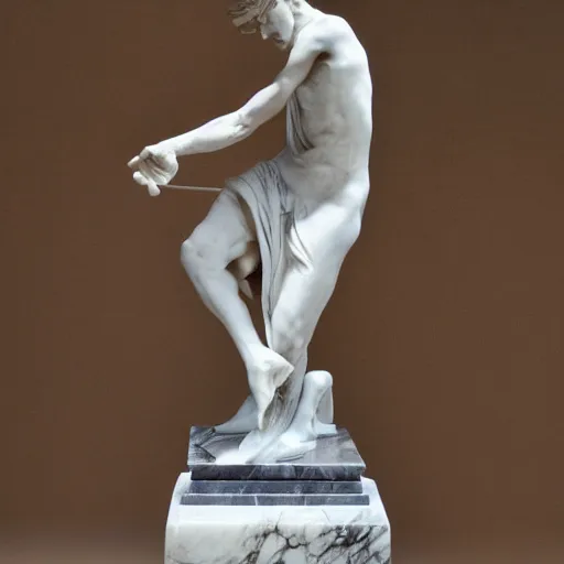 Prompt: a marble statue dabbing