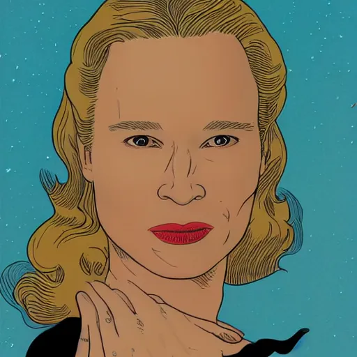 Image similar to renee zellweger retro minimalist portrait moebius starwatcher comic by jean giraud, 8 k