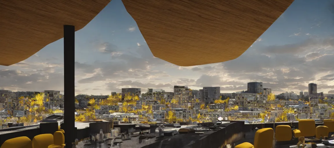 Image similar to modern beautiful Habitat 67 building, hypermaximalistic, high details, cinematic, 8k resolution, beautifully detailed, insanely intricate details, artstation trending, octane render, unreal engine, bright lit interiors, warm yellow lights, golden hour, Montreal Stade Olympique, expo 67, biosphere