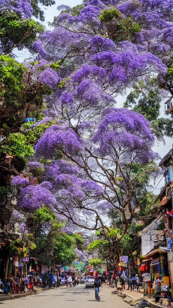 Image similar to jacaranda trees in kathmandu city streets